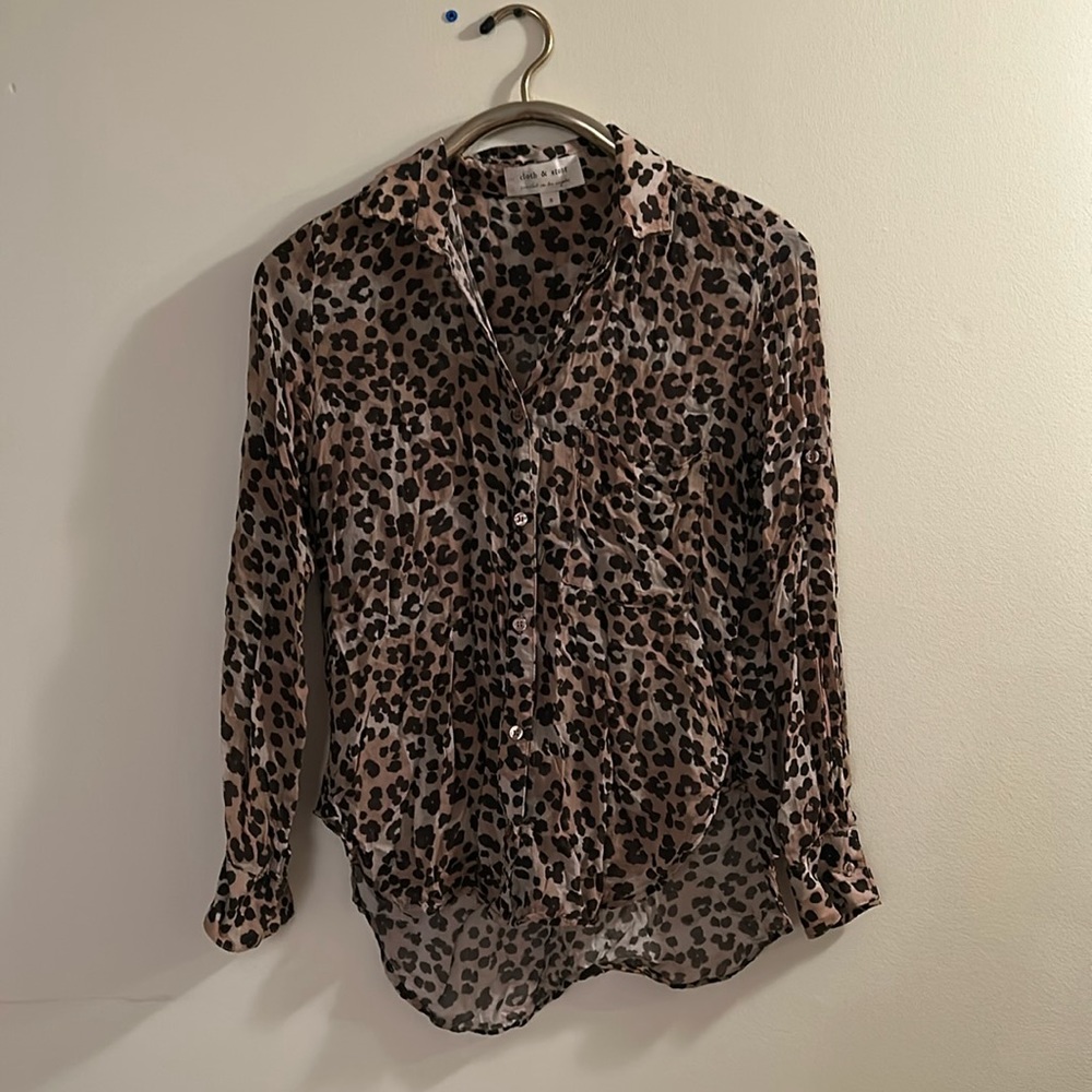 Cheetah print blouse.